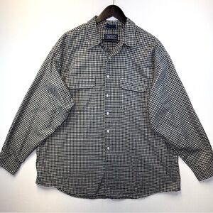 Harold Powell men’s size XXL flannel button down shirt blue green check Casual